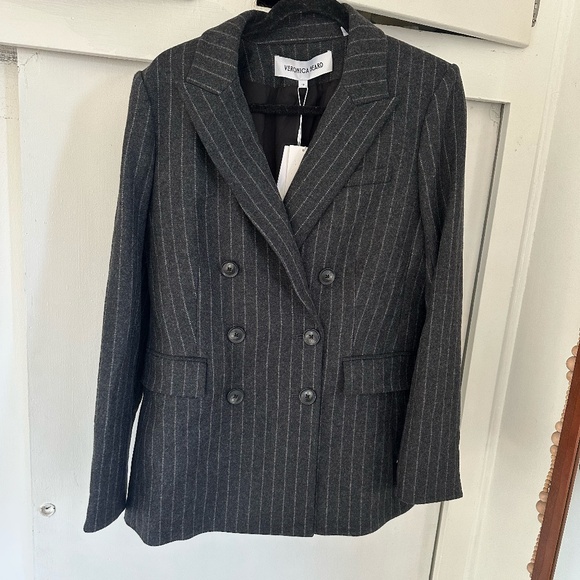 Veronica beard Ellette dickey jacket blazer charcoal multi stripe - Picture 4 of 8